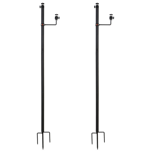 4.7 Ft Dual Trail Camera Stake for 2 Devices, Heavy Duty Game Cam Mounting Post with 360° Rotatable 1/4" Ball Head Mount Stand