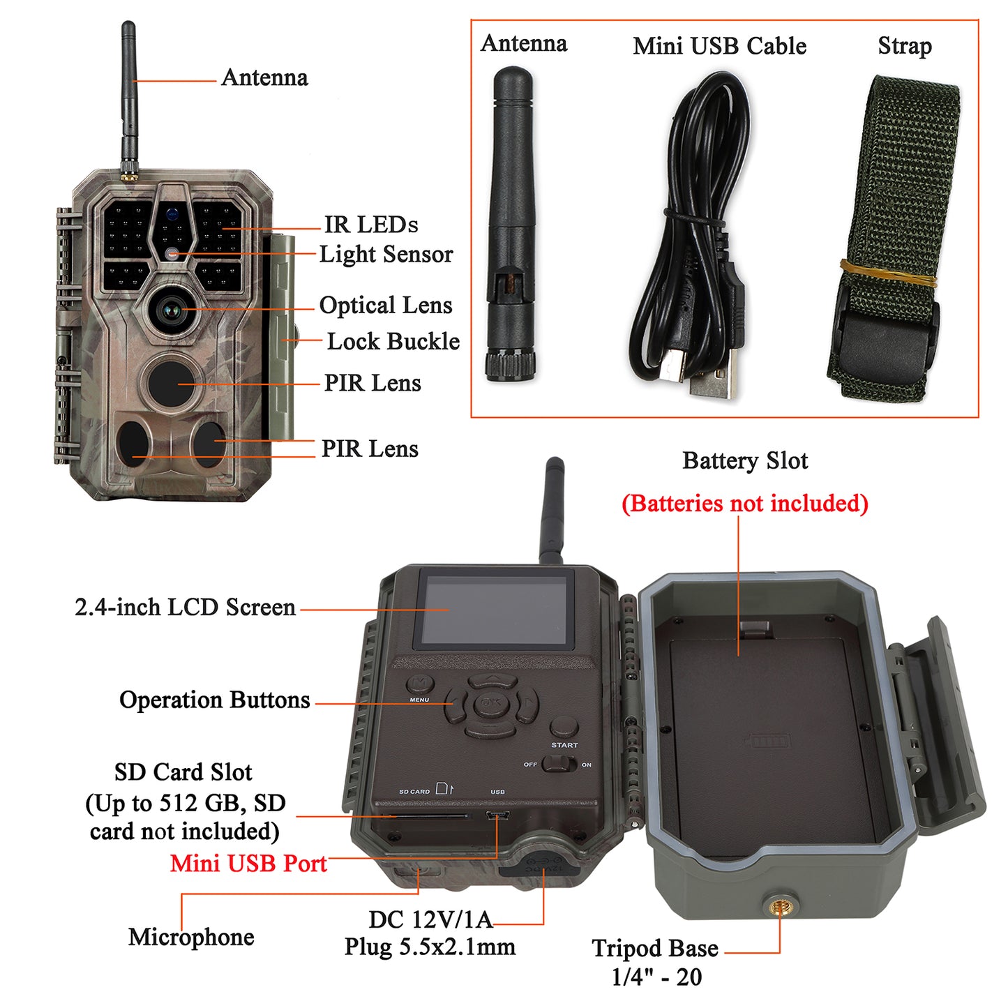 2-Pack Bluetooth Wireless 64MP Game & Trail Cameras for Wildlife Observing & Home or Backyard Security Night Vision Motion Activated Waterproof | A280W Oak Brown
