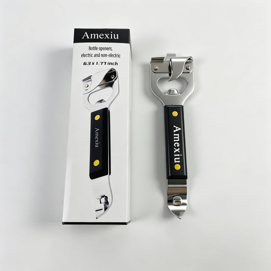 Amexiu Bottle openers, electric and non-electric - Manual Can Opener - Versatile 4-In-1 Can Opener for Kitchen Restaurants and Camping Trips