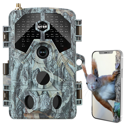 4K WiFi 64MP Trail Camera with 100ft No-Glow Night Vision, 0.1s Trigger Speed Waterproof Game Cam for Wildlife & Backyard Security | A106W Driftwood Bark