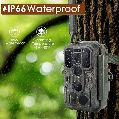 4G LTE Cellular 48MP 1296P Game & Trail Camera 100ft Night Vision Motion Activated Waterproof with SIM Card Sends Picture to Cell Phone | A390G Oak Brown