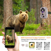 Bundle of Solar Panel and Bluetooth WIFI Game Camera 32MP Picture 1296P Video Black Flash Wildlife Cam Night Vision Motion Activated Waterproof | A350W