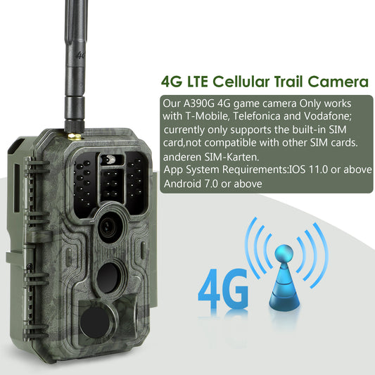 4G LTE Cellular 32MP 1296P Game & Trail Camera 100ft Night Vision Motion Activated Waterproof with SIM Card Sends Picture to Cell Phone | A390G Matte Olive Drab