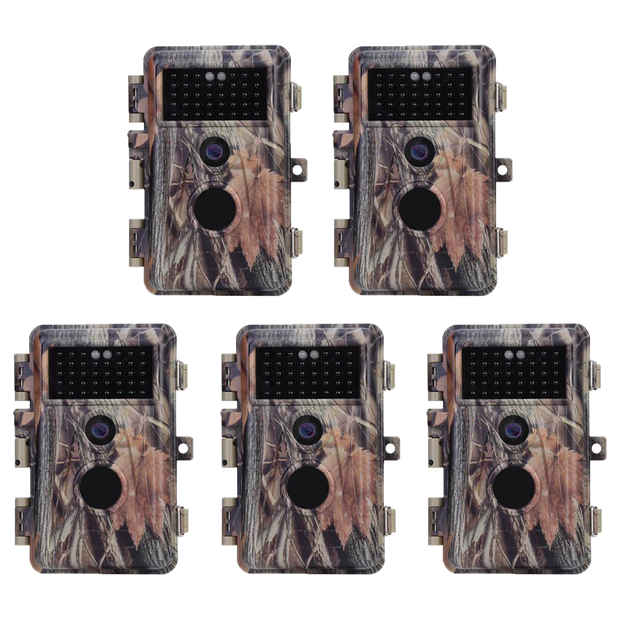 5-Pack Night Vision Game Trail Deer Cams No Glow Stealthy Camo 32MP 1296P Waterproof Motion Activated Night Vision Waterproof Photo & Video Model