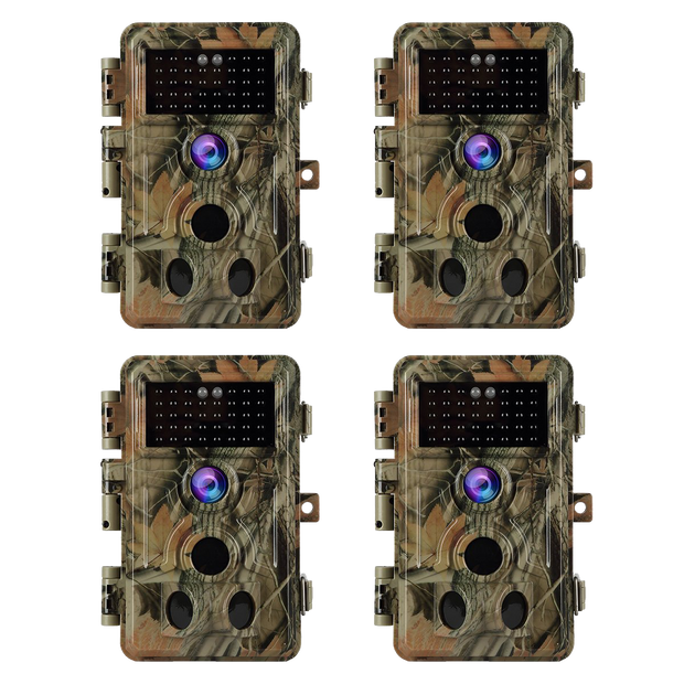 4-Pack Game Trail Deer Cameras Stealthy Camouflage 32MP 1296P Waterproof Motion Activated for Outdoor Wildlife Tracking and Home Security No Glow | A262