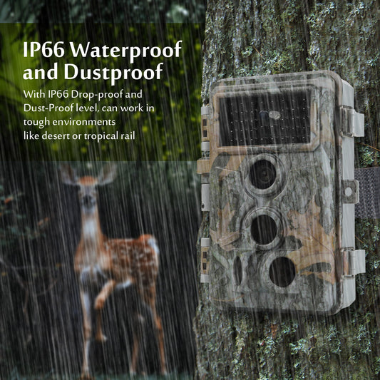 2-Pack 64MP 1296P Video Stealthy Camo Trail Observing & Game Deer Cameras HD 0.1s Trigger Time Motion Activated Waterproof No Glow Night Vision | A262 Driftwood Bark