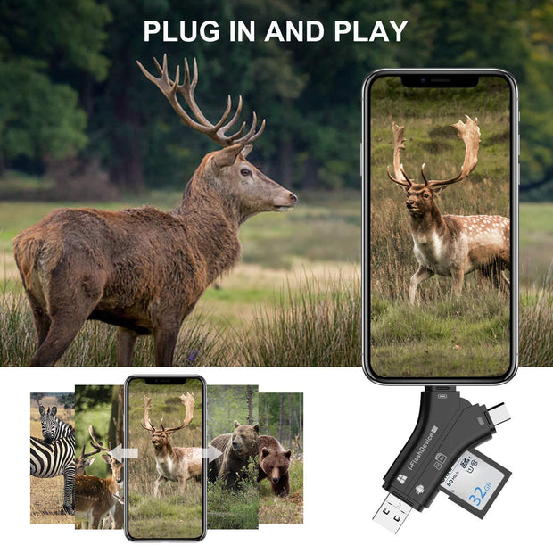 Game Trail Camera SD Card Reader & Viewer, Micro SD Memory Card Reader for Cell Phone to View Photos & Videos from Trail Camera Easily