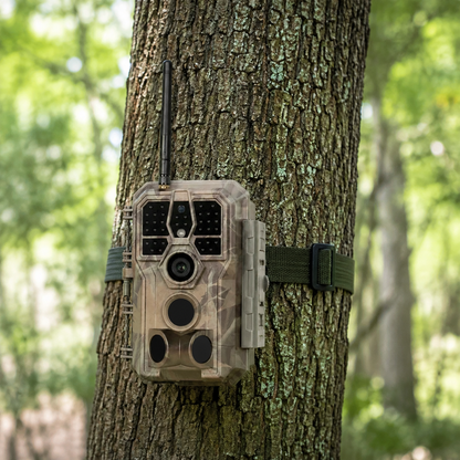 Bluetooth Wifi Game & Trail Cameras 64MP 1296P for Wildlife Observing & Home or Backyard Security Night Vision Motion Activated Waterproof | A280W Oak Brown