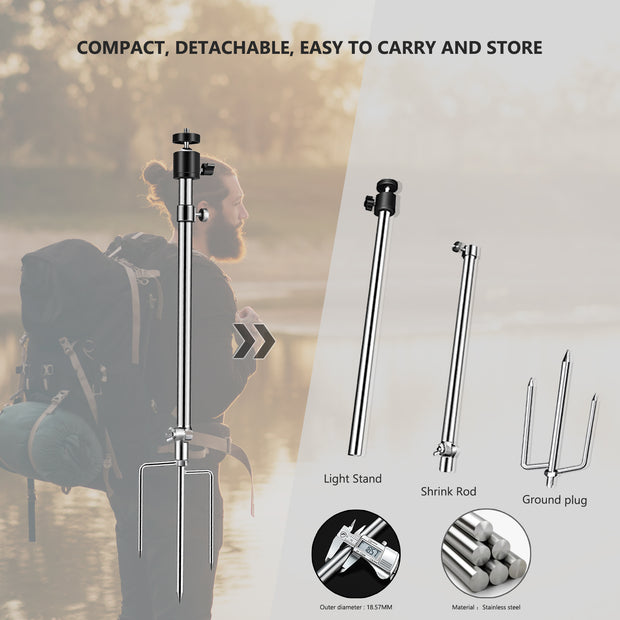 Wildlife camera mount, thick foldable stainless steel mount, 360° adjustable, universal thread connection 1/4''-20 (6 mm) for solar panel, night fishing lights