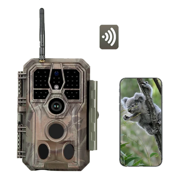Bluetooth Wifi Game & Trail Cameras 64MP 1296P for Wildlife Observing & Home or Backyard Security Night Vision Motion Activated Waterproof | A280W Oak Brown