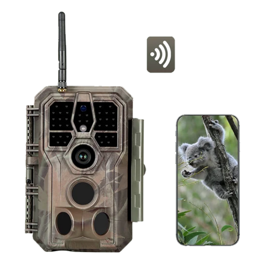 Bluetooth Wifi 64MP 1296P Game & Trail Cameras for Wildlife Observing & Home or Backyard Security Night Vision Motion Activated Waterproof | A280W Oak Brown