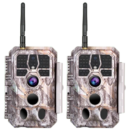 2-Pack Bluetooth WIFI 64MP 1296P Game Trail Cameras for Wildlife Observing & Home Security Night Vision Motion Activated Waterproof | A280W Driftwood Bark