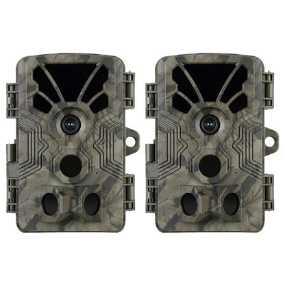 2-Pack Game & Trail Camera 4K Video 64MP Photo with Audio 100ft Night Vision Motion Activated 0.1s Trigger IP66 Waterproof for for Wildlife Observing & Home or Backyard Security | A106 Oak Brown