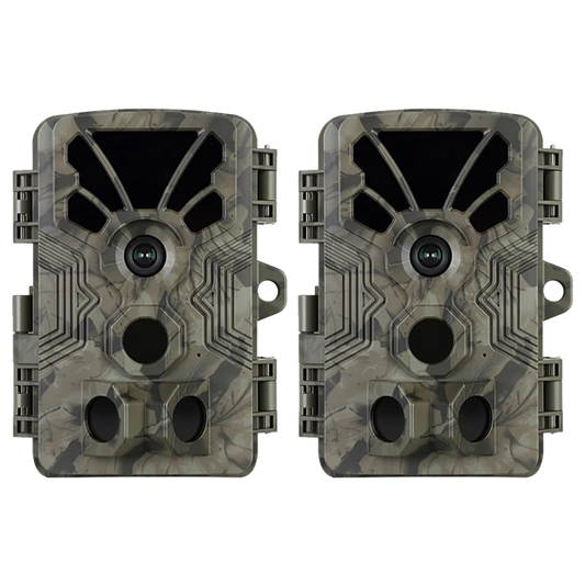 2-Pack Game & Trail Camera 4K Video 64MP Photo with Audio 100ft Night Vision Motion Activated 0.1s Trigger IP66 Waterproof for Wildlife Observing & Home or Backyard Security | A106 Oak Brown