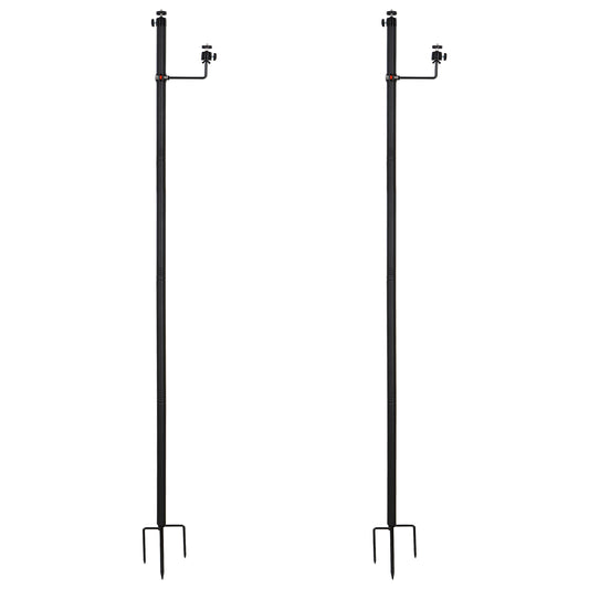 6 Ft Heavy Duty Trail Camera Mount with Solar Panel Arm, 2-in-1 Steel Ground Stake with 360° Swivel & 3-Spike Base for Hunting Security Cam