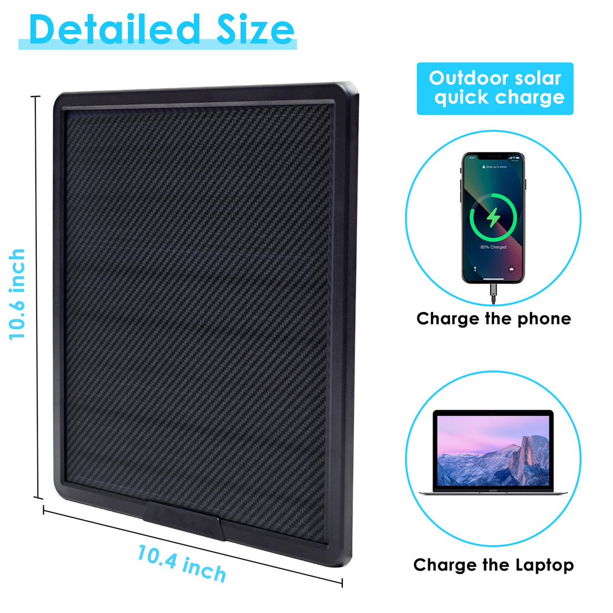 Solar Panel Kit 10W 25000mAh Indoor Outlet Charging or Outdoor Solar Charging, 5V Input,12V/9V/6V Output with USB-A as well as Type-C Output for all Wildlife Cameras, Mobiles, Laptops | BL25A
