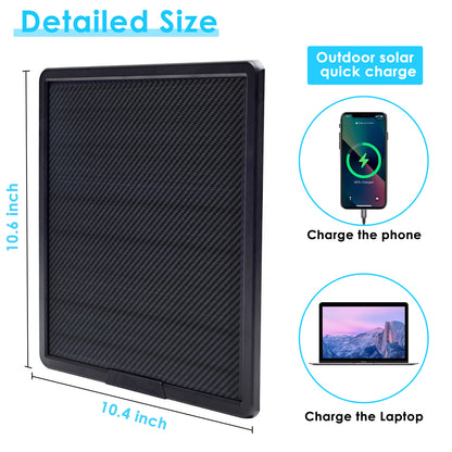Solar Panel Kit 10W 25000mAh Indoor Outlet Charging or Outdoor Solar Charging, 5V Input,12V/9V/6V Output with USB-A as well as Type-C Output for all Wildlife Cameras, Mobiles, Laptops | BL25A