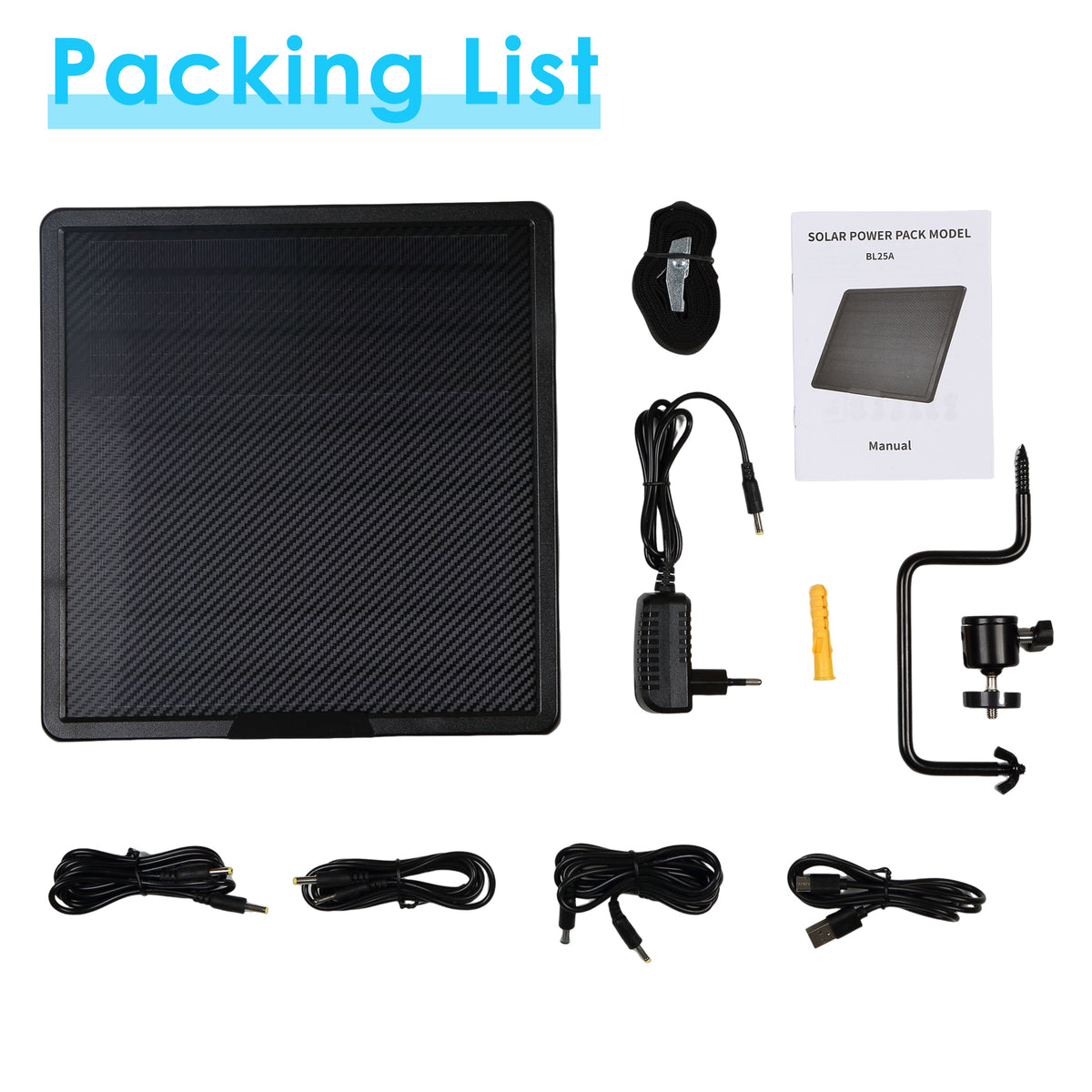 Solar Panel Kit 10W 25000mAh Indoor Outlet Charging or Outdoor Solar Charging, 5V Input,12V/9V/6V Output with USB-A as well as Type-C Output for all Wildlife Cameras, Mobiles, Laptops | BL25A