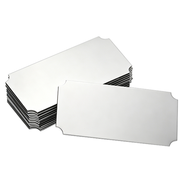 Afuven 12 Pcs Labels of metal, 3 x 1" Engraved Metal Tags for Signs DIY Crafts, Silver Notched Corner