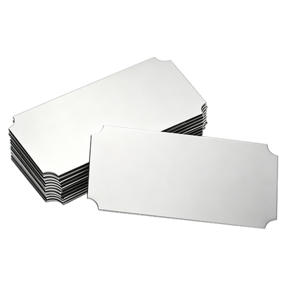 Afuven 12 Pcs Labels of metal, 3 x 1" Engraved Metal Tags for Signs DIY Crafts, Silver Notched Corner