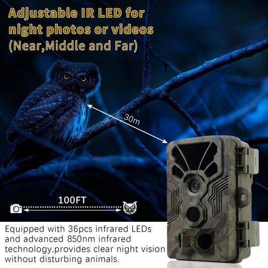 2-Pack 4K Video 64MP Photo Trail Camera with Audio, 100ft Night Vision Motion Activated Game Cam, 0.1s Trigger IP66 Waterproof for Wildlife Monitoring | A106 Driftwood Bark