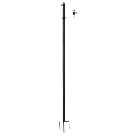 6 Ft Heavy Duty Trail Camera Mount with Solar Panel Arm, 2-in-1 Steel Ground Stake with 360° Swivel & 3-Spike Base for Hunting Security Cam