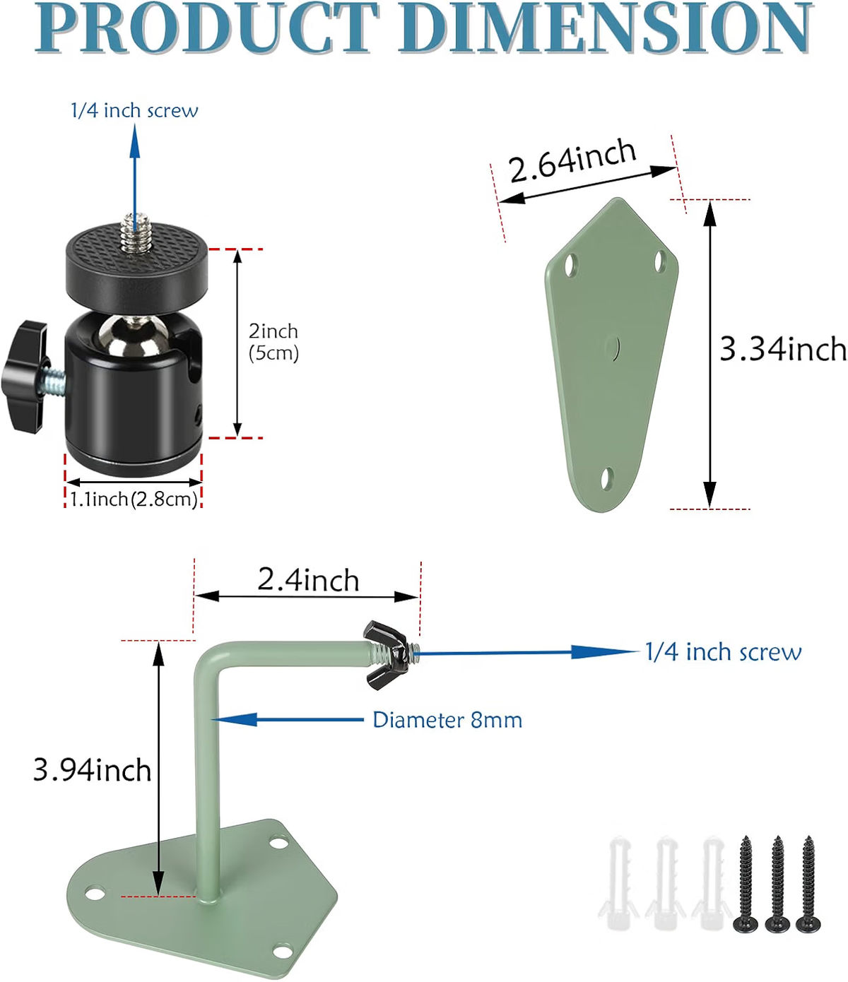 5-Pack Security Camera Wall Mount Bracket, 360° Swivel 90° Tilt Rust-Resistant for Ring Stick Up Cam, eufyCam, Solar Cams, Indoor Outdoor Weatherproof (Green)