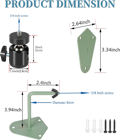 5-Pack Security Camera Wall Mount Bracket, 360° Swivel 90° Tilt Rust-Resistant for Ring Stick Up Cam, eufyCam, Solar Cams, Indoor Outdoor Weatherproof (Green)