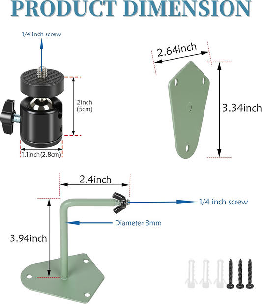 5-Pack Security Camera Wall Mount Bracket, 360° Swivel 90° Tilt Rust-Resistant for Ring Stick Up Cam, eufyCam, Solar Cams, Indoor Outdoor Weatherproof (Green)