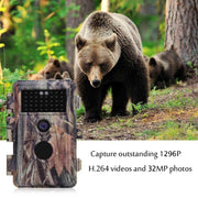 Stealthy Camo Game Trail Deer Observing & Backyard Field Tree Camera 32MP 1296P Night Vision Waterproof Password Protected Photo & Video Mode A252