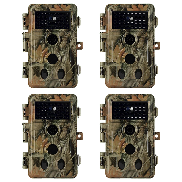 4-Pack 64MP 1296P Game Trail Deer Cameras Stealthy Camouflage Waterproof Motion Activated for Outdoor Wildlife Tracking and Home Security No Glow | A262 Matte Olive Drab