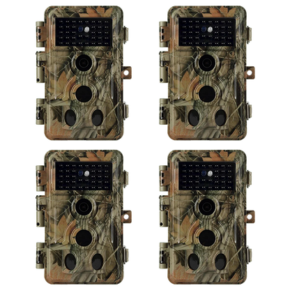 4-Pack 64MP 1296P Game Trail Deer Cameras Stealthy Camouflage Waterproof Motion Activated for Outdoor Wildlife Tracking and Home Security No Glow | A262 Matte Olive Drab
