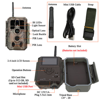 2-Pack Bluetooth Wireless 64MP Game & Trail Cameras for Wildlife Observing & Home or Backyard Security Night Vision Motion Activated Waterproof | A280W Oak Brown