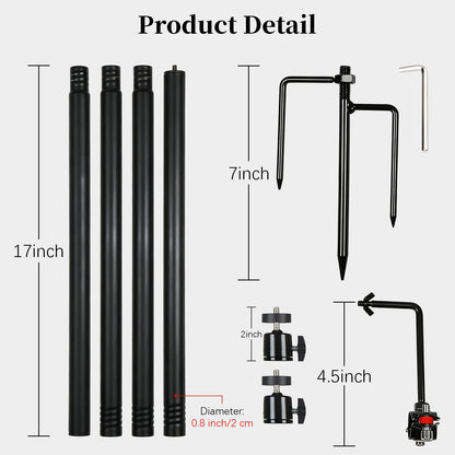 6 Ft Trail Camera Mount Stake for Trail Cam & Solar panel with Solar Panel Arm, 2-in-1 Steel Ground Stake with 360° Swivel & 3-Spike Base for Hunting Security Cam