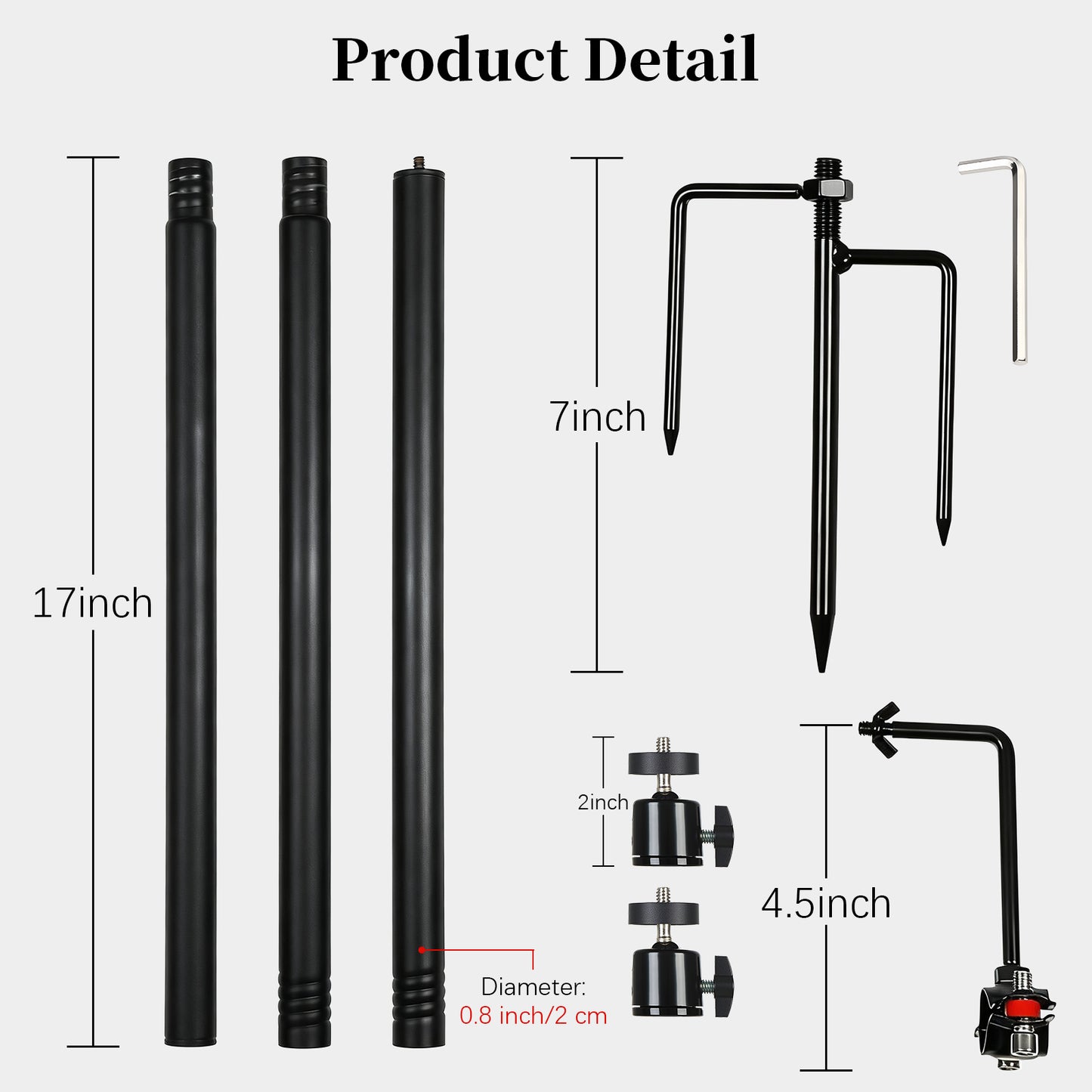 4.7 Ft Trail Camera Stake for 2 Devices, Heavy Duty Game Cam Mounting Post with 360° Rotatable 1/4" Ball Head Mount Stand