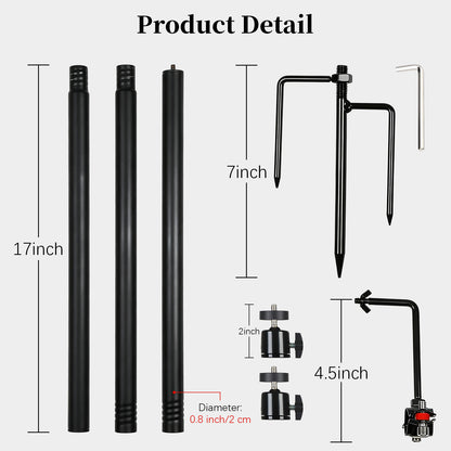 4.7 Ft Trail Camera Stake for 2 Devices, Heavy Duty Game Cam Mounting Post with 360° Rotatable 1/4" Ball Head Mount Stand