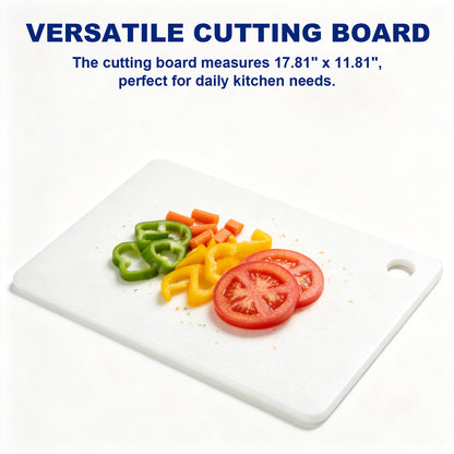 Amexiu Chopping boards for kitchen use, Dishwasher- Safe Plastic Chopping Board for Kitchen with Easy Grip Handle, White，11.81 x 17.81 in
