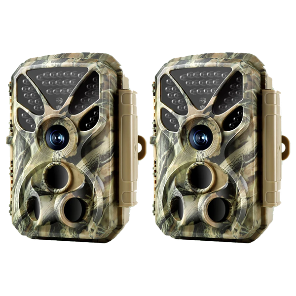 2-Pack 4K 30fps Video 32MP Photo Trail Camera, 100ft Night Vision Game Cam, 0.1s Trigger Speed IP66 Waterproof for Wildlife Scouting | T326 Matte Olive Drab