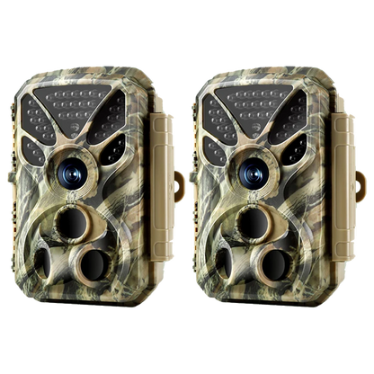 2-Pack 4K 30fps Video 32MP Photo Trail Camera, 100ft Night Vision Game Cam, 0.1s Trigger Speed IP66 Waterproof for Wildlife Scouting | T326 Matte Olive Drab