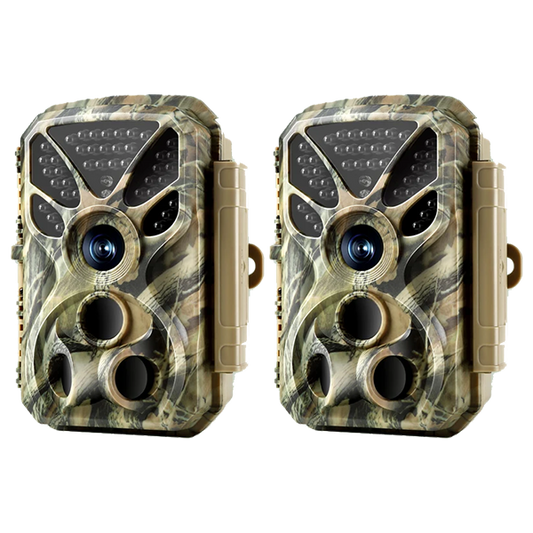 2-Pack 4K 30fps Video 32MP Photo Trail Camera, 100ft Night Vision Game Cam, 0.1s Trigger Speed IP66 Waterproof for Wildlife Scouting | T326 Matte Olive Drab