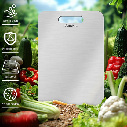 Amexiu Titanium Cutting boards - 100% Pure Titanium Cutting Boards For Kitche,Easy to clean, Double-sided food-grade Cutting Board For Cutting Meats, Fruits And Vegetables