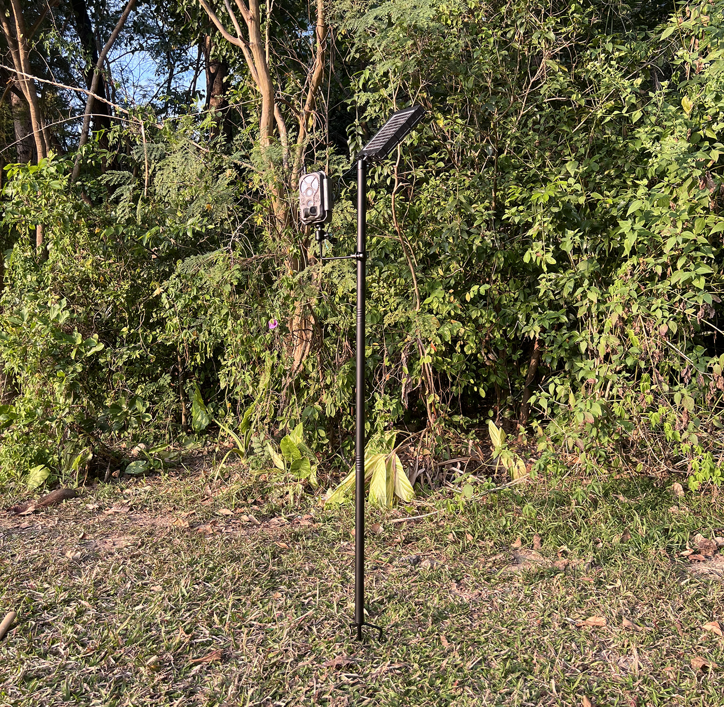 4.7 Ft Trail Camera Stake for 2 Devices, Heavy Duty Game Cam Mounting Post with 360° Rotatable 1/4" Ball Head Mount Stand