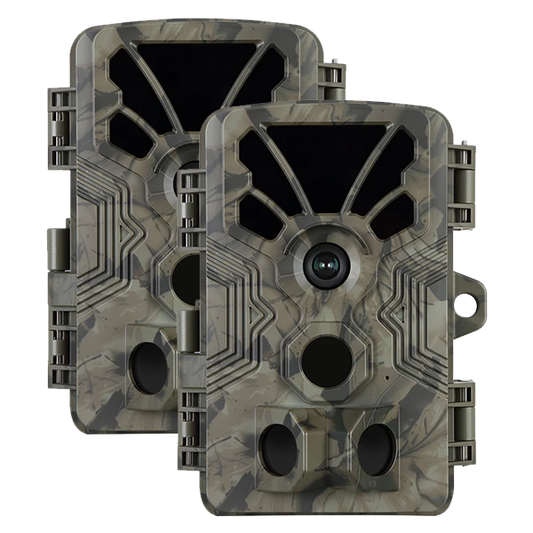 2-Pack 4K Video 64MP Photo Trail Camera with Audio, 100ft Night Vision Motion Activated Game Cam, 0.1s Trigger IP66 Waterproof for Wildlife Monitoring | A106 Driftwood Bark