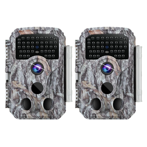2-Pack 32MP Photo 1296P Video Trail Camera, 100ft Night Vision Game Cam, 0.1s Trigger Speed Waterproof for Backyard Security  | T306 Driftwood Bark