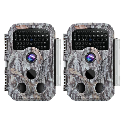 2-Pack 32MP Photo 1296P Video Trail Camera, 100ft Night Vision Game Cam, 0.1s Trigger Speed Waterproof for Backyard Security  | T306 Driftwood Bark