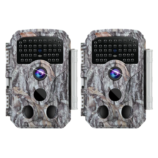 2-Pack 32MP Photo 1296P Video Trail Camera, 100ft Night Vision Game Cam, 0.1s Trigger Speed Waterproof for Backyard Security  | T306 Driftwood Bark