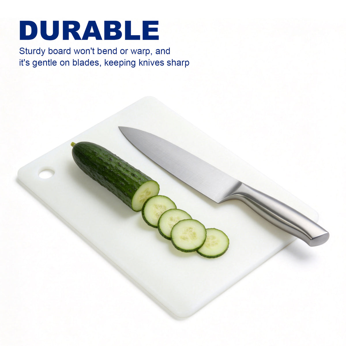 Amexiu Chopping boards for kitchen use, Dishwasher- Safe Plastic Chopping Board for Kitchen with Easy Grip Handle, White，11.81 x 17.81 in
