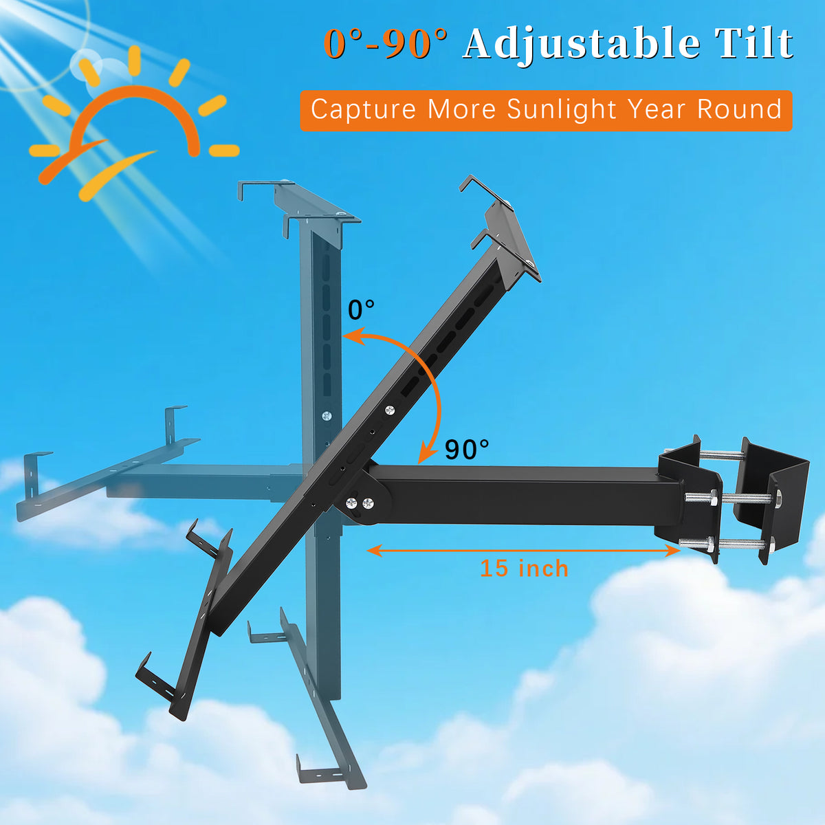 Adjustable Solar Panel Pole Mount for 20W-200W Panels(Width Up to 25")