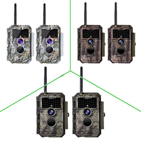 2-Pack Wireless Bluetooth WiFi 64MP 1296P Video Game Trail Deer Camera Night Vision No Glow Motion Activated Waterproof Photo & Video Model | W600 Oak Brown