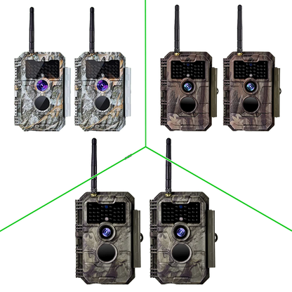 2-Pack Wireless Bluetooth WiFi 64MP 1296P Video Game Trail Deer Camera Night Vision No Glow Motion Activated Waterproof Photo & Video Model | W600 Oak Brown